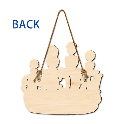 Welcome Happy Family 3D Effect - Personalized Custom Shaped Wood Sign