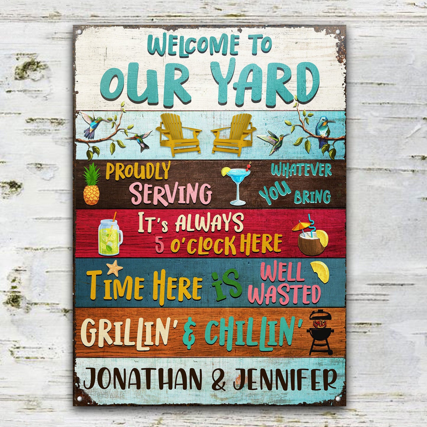 Welcome To Our Yard Grilling - Personalized Custom Classic Metal Signs