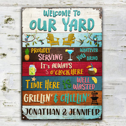 Welcome To Our Yard Grilling - Personalized Custom Classic Metal Signs