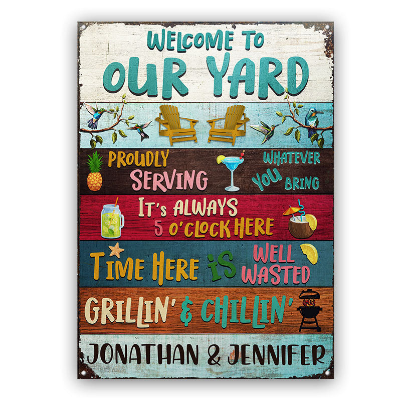Welcome To Our Yard Grilling - Personalized Custom Classic Metal Signs