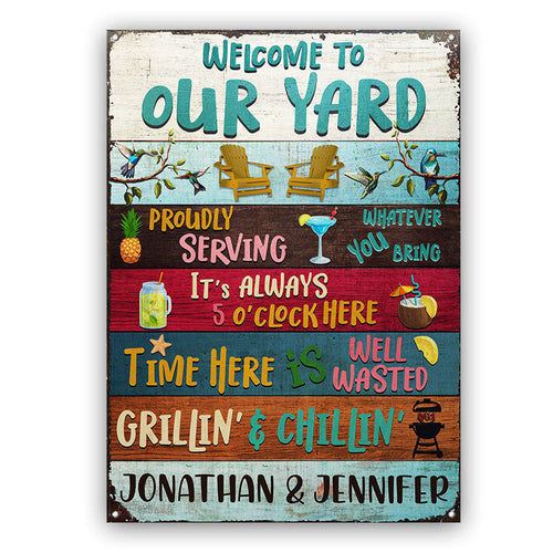 Welcome To Our Yard Grilling - Personalized Custom Classic Metal Signs