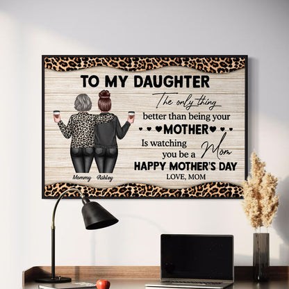 Leopard Pattern To My Daughter From Mom Happy Mother's Day Personalized Poster, Heartfelt 2025 Mother's Day Gift For Daughter