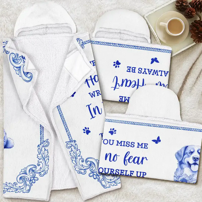 When You Miss Me Memorial Chinoiserie Toile Dog Cat - Personalized Wearable Hooded Blanket
