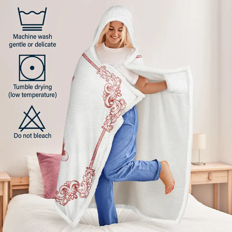 When You Miss Me Memorial Chinoiserie Toile Dog Cat - Personalized Wearable Hooded Blanket