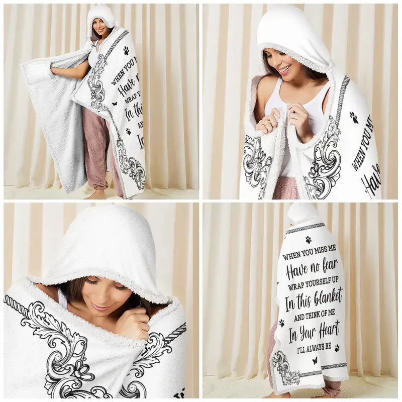 When You Miss Me Memorial Chinoiserie Toile Dog Cat - Personalized Wearable Hooded Blanket