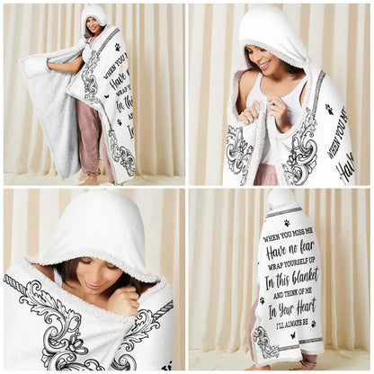 When You Miss Me Memorial Chinoiserie Toile Dog Cat - Personalized Wearable Hooded Blanket