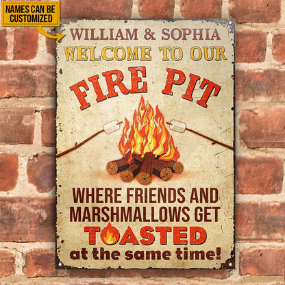 Where Friends Marshmallows Get Toasted Firepit Funny Custom Classic Metal Signs, Funy Camping Sign
