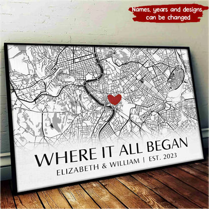 Where It All Began - Couple Personalized Custom Horizontal Poster - Gift For Husband Wife, Anniversary Poster The Next Custom Gift