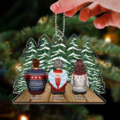 Family Memorial Sitting Back View On Bridge Custom Shape Acrylic Ornament