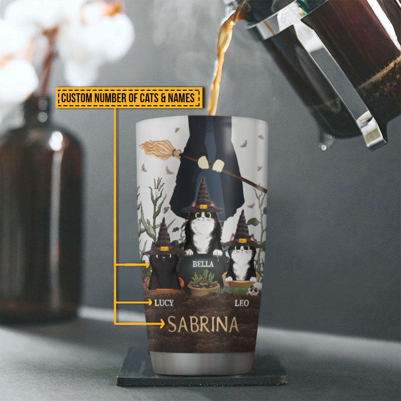 Witch Black Cats Lives Here Custom Tumbler, Personalized Witch Tumbler, Black Cat Tumbler