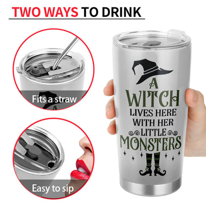 Witch Black Cats Lives Here Custom Tumbler, Personalized Witch Tumbler, Black Cat Tumbler