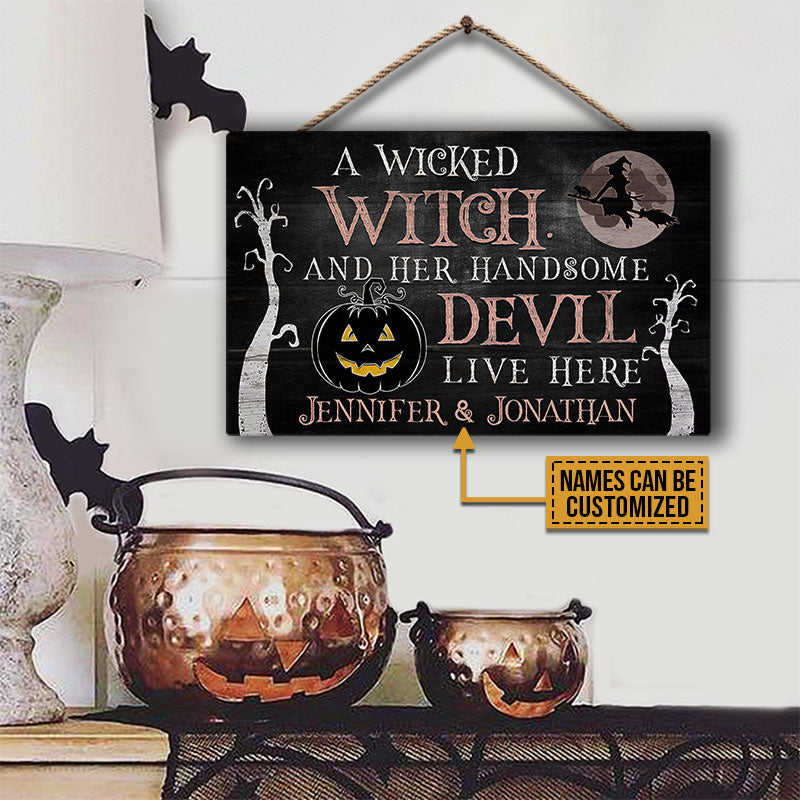 Witch Handsome Devil Custom Wood Rectangle Sign, Anniversary, Wall Pic ...