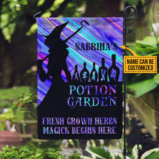Witch Potion Garden Custom Flag, Personalized Witch Flag, Garden Decor