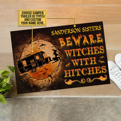 Witch Wizard Halloween Spell Witches With Hitches Custom Doormat
