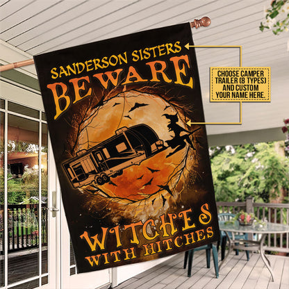 Witch Wizard Halloween Spell Witches With Hitches Custom Flag