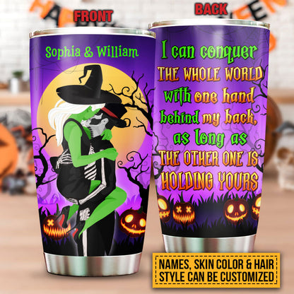 Witch, Witchy Couple, Wizard, Halloween Spell I Can Conquer World Custom Tumbler