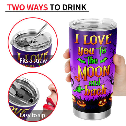 Witch, Witchy Couple, Wizard, Halloween Spell Love To The Moon Custom Tumbler