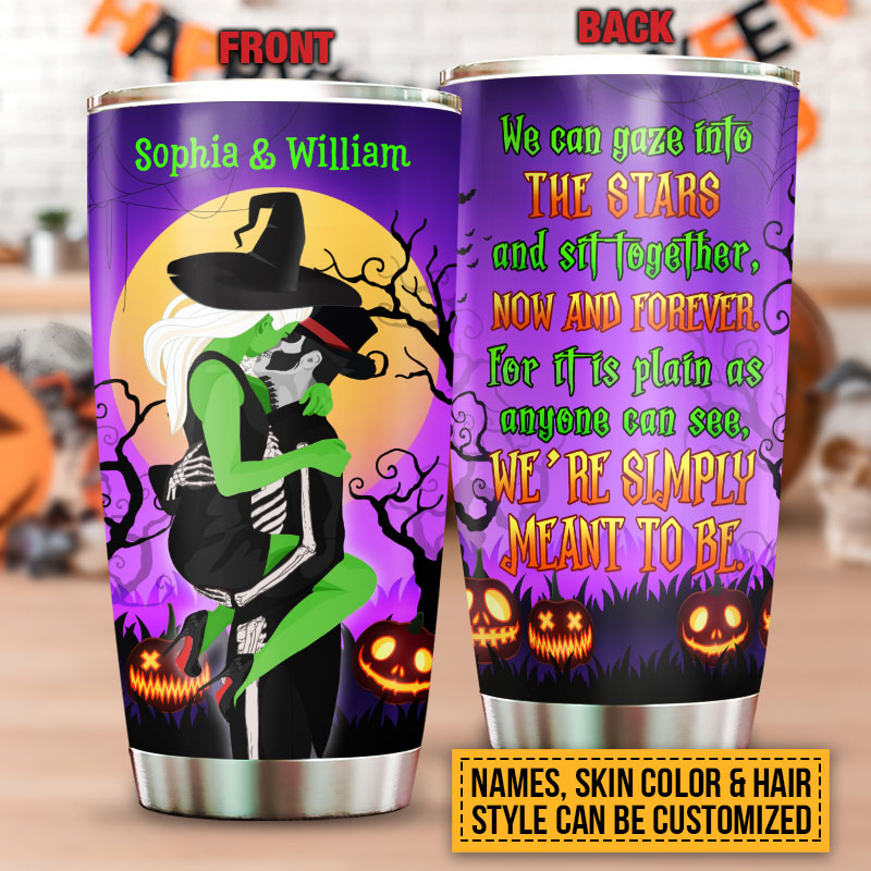 Witch, Witchy Couple, Wizard, Halloween Spell Simply Meant To Be Custom Tumbler