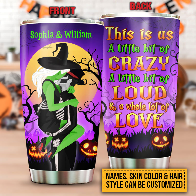 Witch, Witchy Couple, Wizard, Halloween Spell This Is Us A Little Bit Custom Tumbler