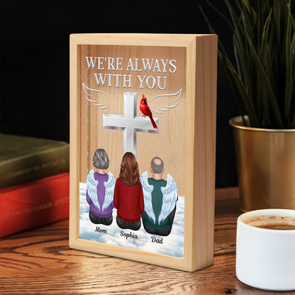 Always With You Family Memorial Cross Cardinal Personalized Frame Light Box