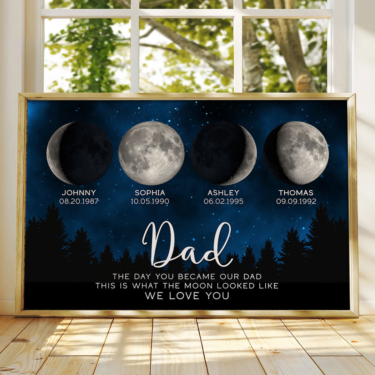 This Is What The Moon Looked Like The Day You Became Dad Grandpa Custom Birth Moon Phase Personalized Poster