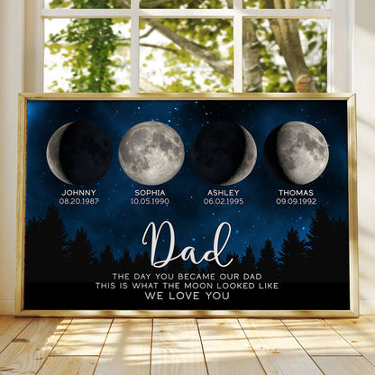 This Is What The Moon Looked Like The Day You Became Dad Grandpa Custom Birth Moon Phase Personalized Poster