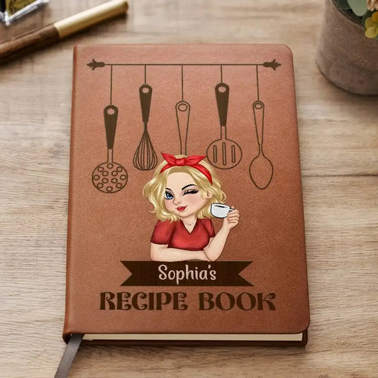 Woman Recipe Cookbook - Personalized Leather Journal Leather Journal The Next Custom Gift