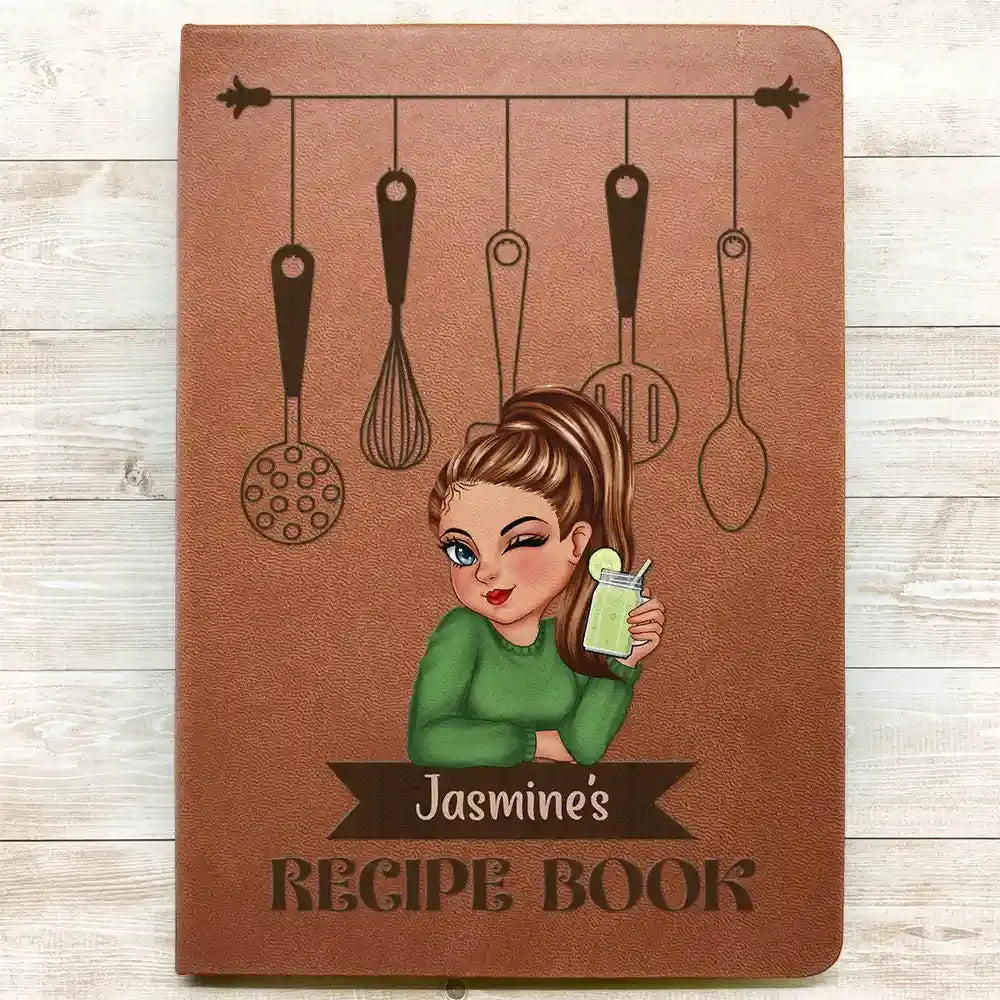 Woman Recipe Cookbook - Personalized Leather Journal Leather Journal The Next Custom Gift