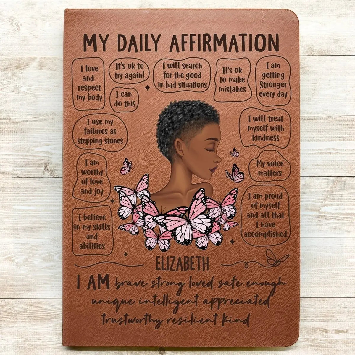 Women - My Daily Affirmation - Personalized Leather Journal Leather Journal The Next Custom Gift