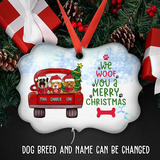 Woof You Christmas - Personalized Custom Aluminum Ornament ornament The Next Custom Gift