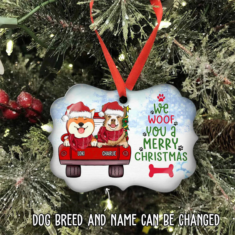 Woof You Christmas - Personalized Custom Aluminum Ornament ornament The Next Custom Gift