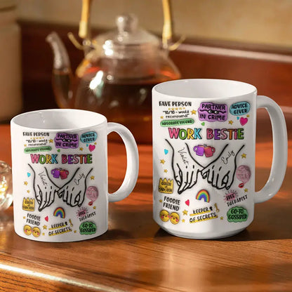 Work Bestie Foodie Friend Partner In Crime - 3D Inflated Effect Printed Mug, Personalized White Edge-to-Edge Mug Mug The Next Custom Gift