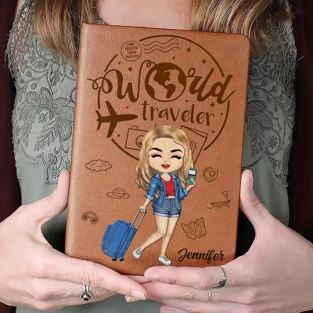 World Traveler - Personalized Leather Journal Leather Journal The Next Custom Gift