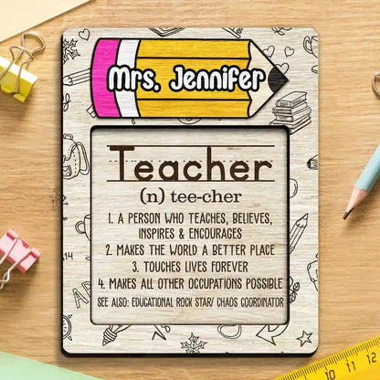 World's Greatest Teacher Definition - Personalized Sticky Note Pad Holder  The Next Custom Gift