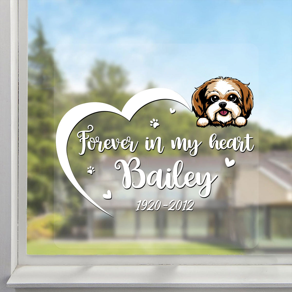 Forever In My Heart Memorial Dog Decor On Car Fridge Window Personalized Decal