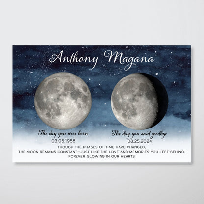 Starry Night Memorial Keepsake Lost Loved One Moon Phase Art Sympathy Gift Personalized Poster