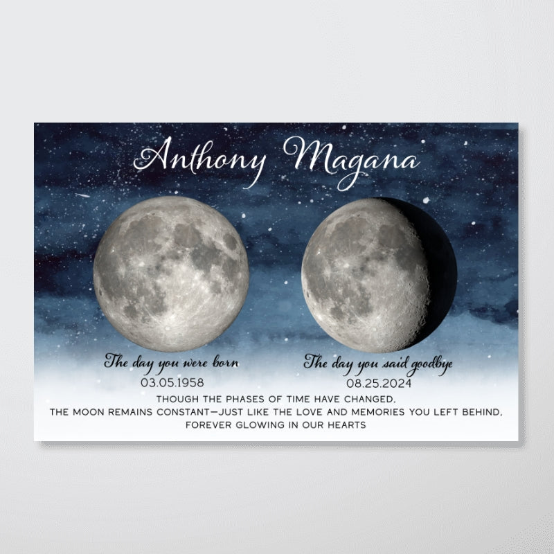 Starry Night Memorial Keepsake Lost Loved One Moon Phase Art Sympathy Gift Personalized Poster
