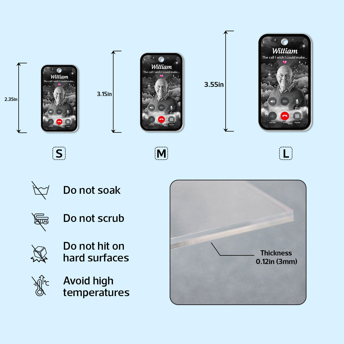 The Call I Wish I Could Make Photo Inserted Memorial Gift Remembrance Keepsake Voice Message QR Code Personalized Acrylic Keychain