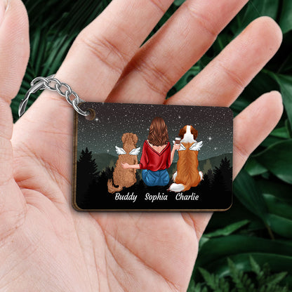 Once By My Side Forever In My Heart Dog Memorial Personalized Wooden Keychain