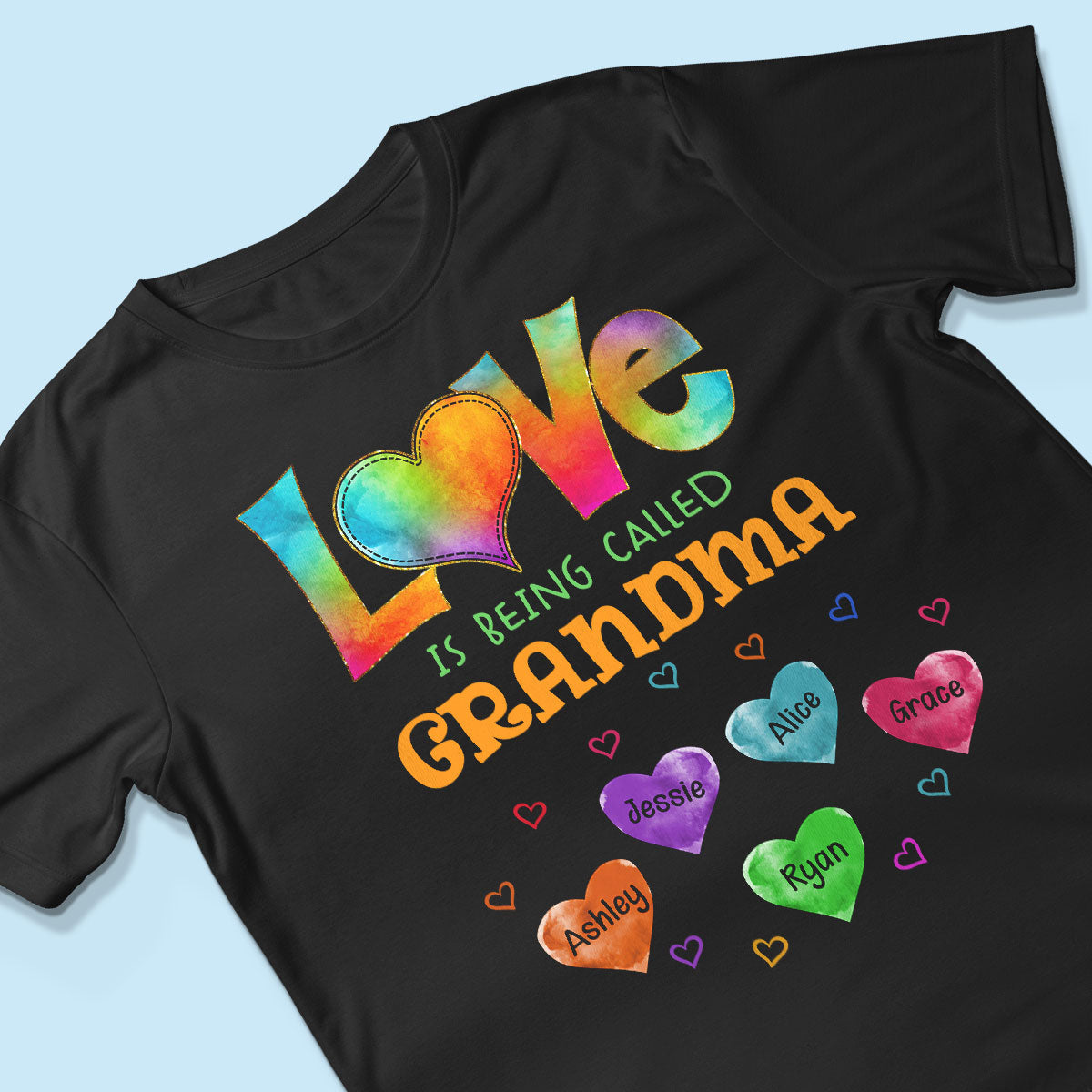 Colorful Pattern Love Is Being Call Grandma Personalized Shirt