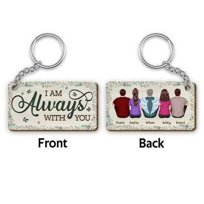 Family Memorial Green Leaves Flowers Remembrance Gift Personalized Wooden Keychain