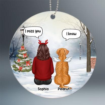 Dog Memorial Sitting On Bench Keepsake Sympathy Gift Personalized Acrylic Ornament
