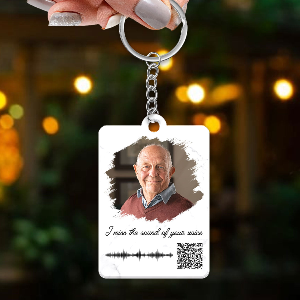 Family Memorial Sympathy Gift Keepsake Photo Inserted Voicemail Voice Message Scannable QR Code Using Your Voicemail Personalized Acrylic Keychain