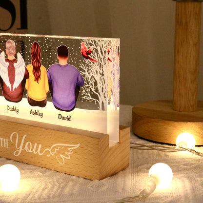Always With You Snow Memorial Remembrance Sympathy Gift Personalized Acrylic Block LED Night Light
