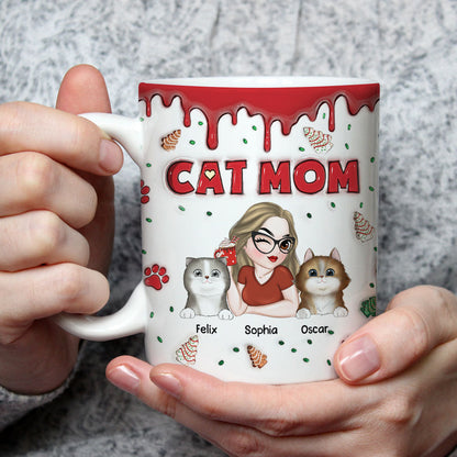 Cat Mom Christmas Cake - Personalized Custom 3D Inflated Effect Mug