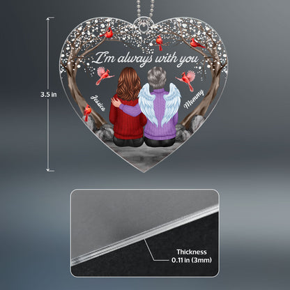 Always With You Cardinal Blossom Tree Family Memorial Keepsake Sympathy Remembrance Gift Heart Shaped Personalized Acrylic Ornament