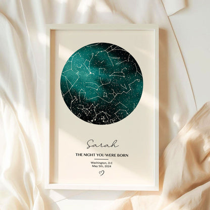Custom Star Map Personalized Poster, The Night You Were Born, New Baby Gift, Stars The Night Sky, Wedding Constellation Gift