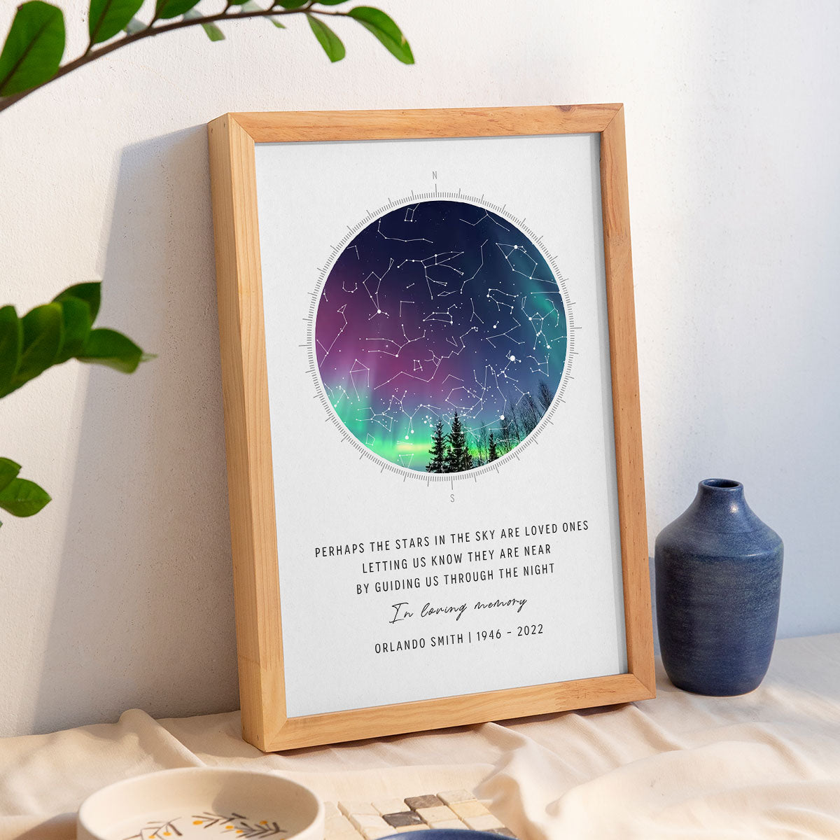 Memorial Star Map Sympathy Bereavement Gift, Personalized Remembrance In Loving Memory Gifts Night Sky Poster, Heartfelt Keepsake to Remember Lost Loved One in Heaven
