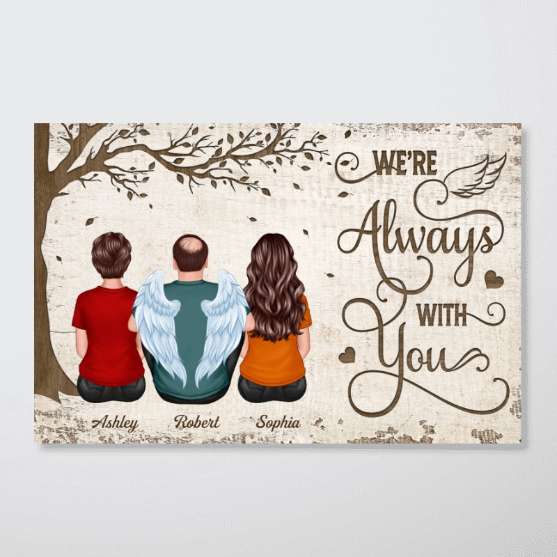 Whole Back View Family Sitting Under Tree Remembrance Gift Memorial Personalized Horizontal Poster