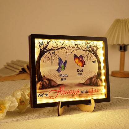 I Am Always With You Cardinals Butterflies Blossom Tree Memorial Personalized 2-Layered Wooden Plaque With LED